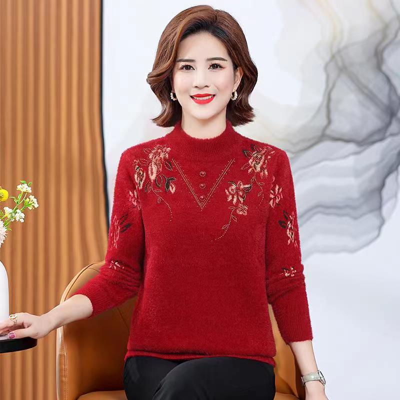 妈妈装水貂绒打底衫毛衣