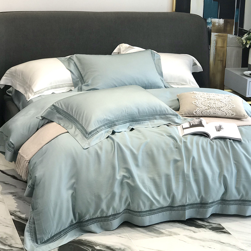 简约北欧100支奥地利双面天丝四件套素色套件被套床笠1.8床品