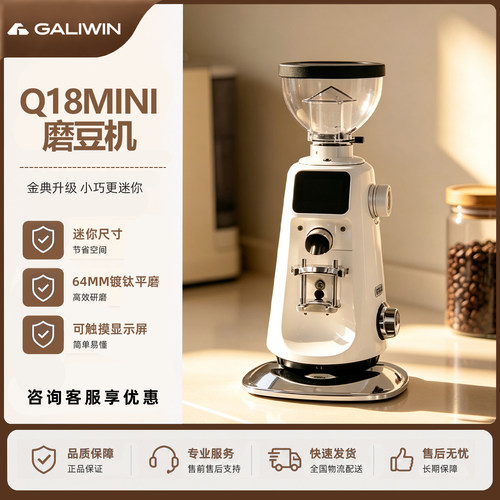 伽利略GALILEO-Q18 mini磨豆机家用定量电动数控意式咖啡豆研磨机