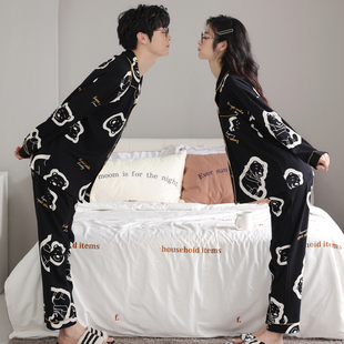 情侣睡衣秋冬季纯棉布料100全棉长袖加厚男秋冬款2026新款家居服