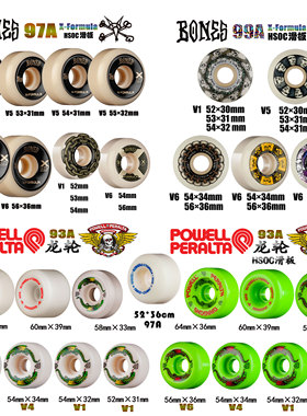 Bones XF配方99A 97A Powell 龙配方龙轮93A高配滑板轮子HSOC