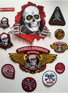 Bones Powell 滑板背胶绣片刺绣 布标绣标布贴补丁贴 骷髅HSOC