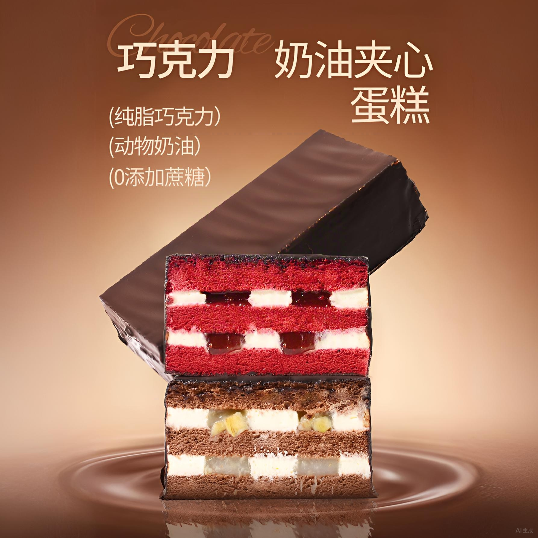 红丝绒蛋糕 土耳其同款 纯脂巧克力动物奶油夹心糕点0添加蔗糖