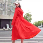 薄风衣外套 透气休闲旅游气质大码 防晒衣女长款 夏秋新超仙过膝时尚