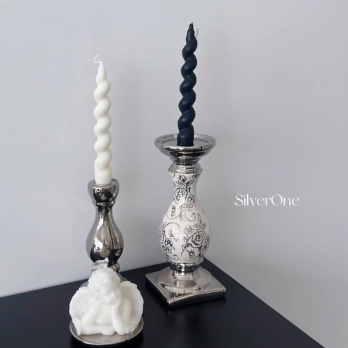 SilverOne镀银玫瑰花纹专利烛台