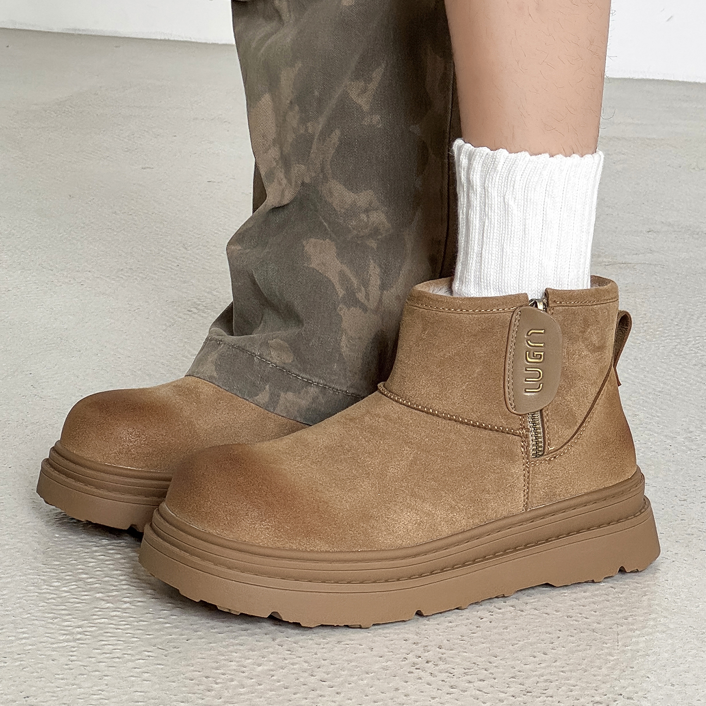 复古厚底雪地靴户外休闲套筒棉鞋