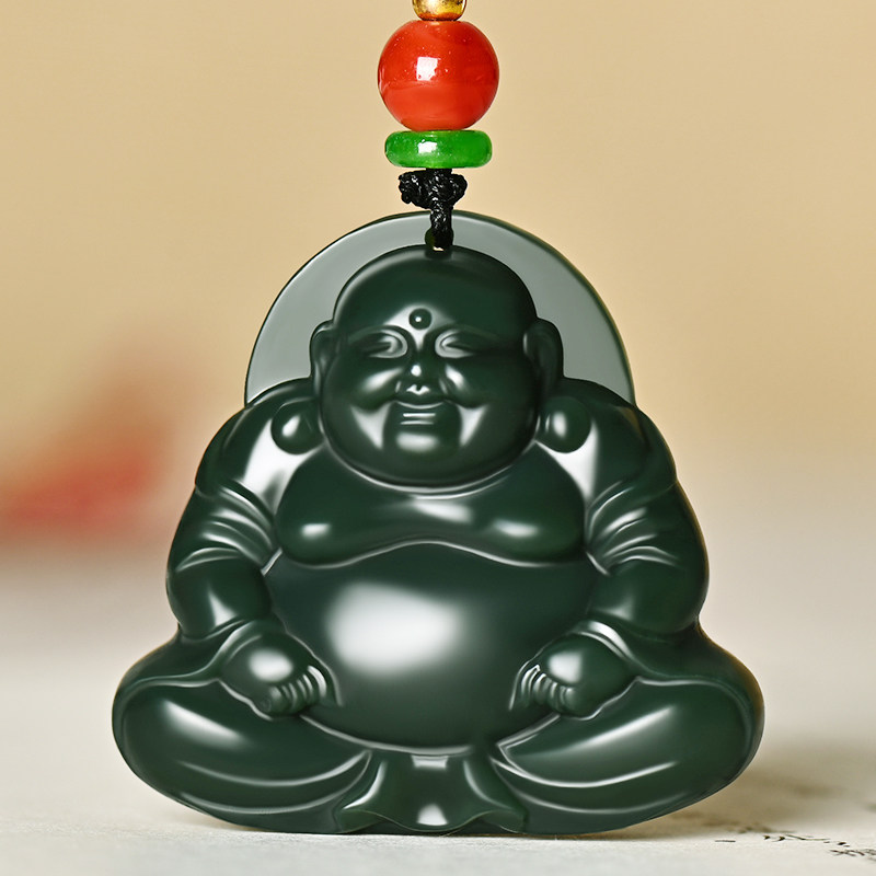 和田玉弥勒佛玉坠新疆青玉大肚笑佛玉挂件女士玉佩佛公玉石玉吊坠