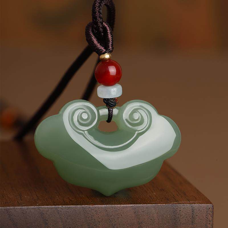 真品和田玉如意锁玉吊坠青海料富贵锁男士女士玉挂件玉石玉佩玉坠