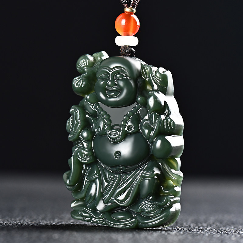 真品和田玉弥勒佛玉吊坠新疆青玉女士玉佛挂件玉石玉坠大肚佛玉佩
