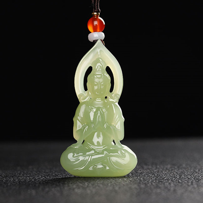 真品和田玉观音玉吊坠男士玉挂件青白玉观音菩萨玉坠玉石玉佩项坠