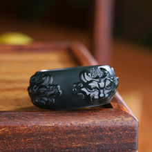 新款真品和田玉貔貅扳指新疆细料青玉男女玉石宽版玉戒指玉器指环