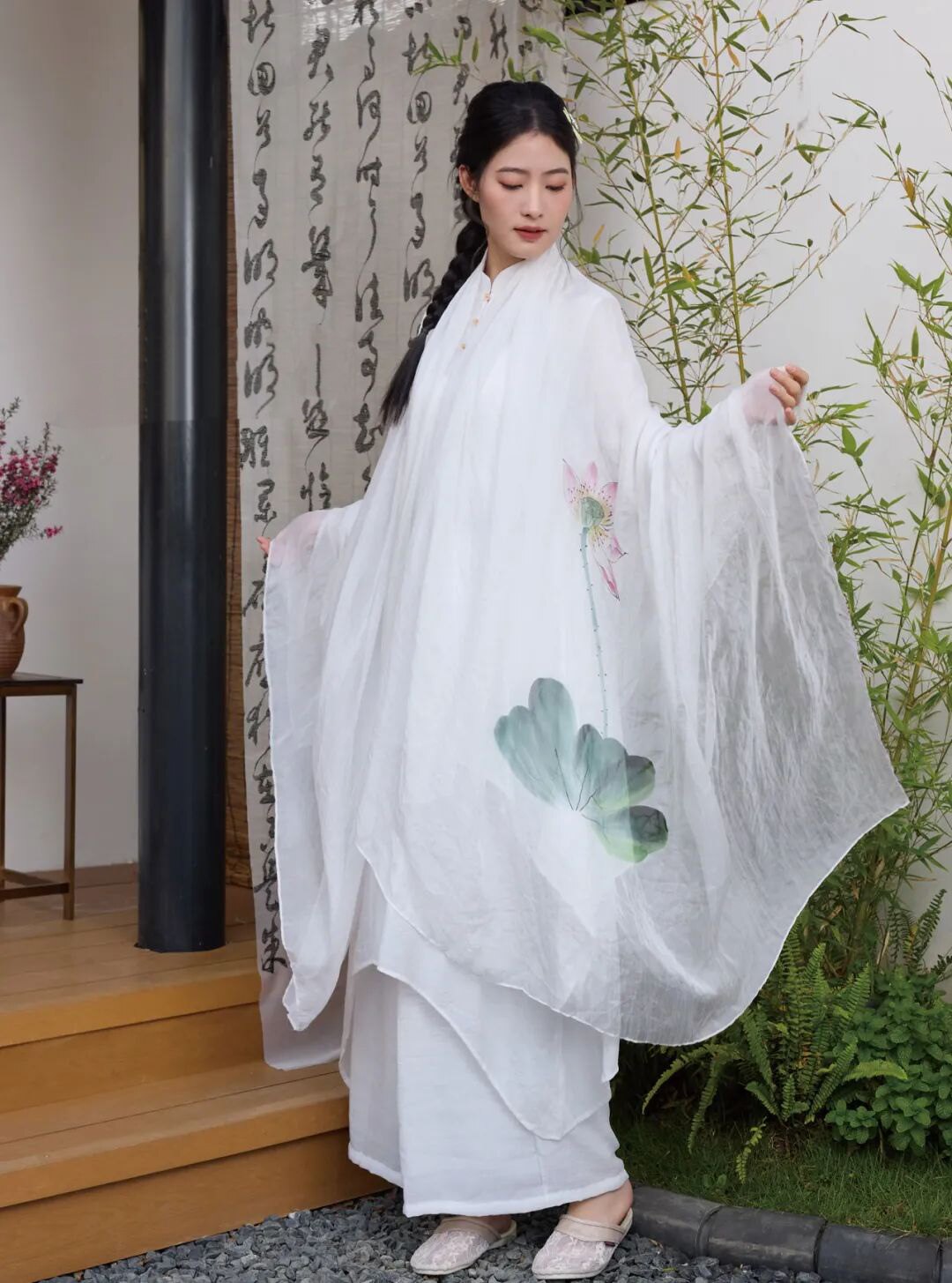 中式国风丝麻瑜伽禅舞套装防晒茶艺服打坐古琴表演飘逸袍子长衫女