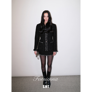 SNT【星砂】韩国进口细闪粗花呢经典小香套装（外套+短裤）