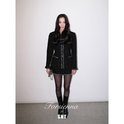 SNT【星砂】韩国进口细闪粗花呢经典小香套装（外套+短裤）