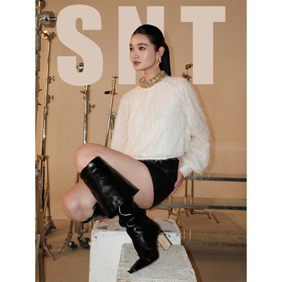 SNT 沙漠之花/爆闪钻饰 飘逸亮片羽毛纱挂脖上衣