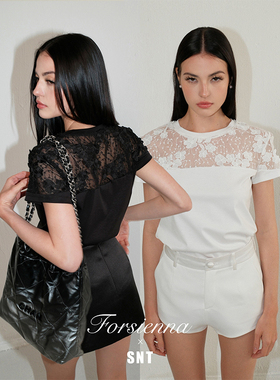 SNT【幸运四叶草】蕾丝刺绣拼接上衣 呼吸感天然材质汉麻天丝棉