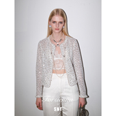 超重工天使之眼刺绣 SNT 人群焦点女明星外套 100%桑蚕丝内衬