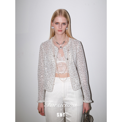 SNT【人群焦点女明星外套】超重工天使之眼刺绣+100%桑蚕丝内衬