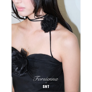 SNT 桑蚕丝抹胸上衣 立体花朵系带