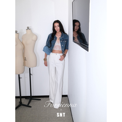 SNT 非常显腿长的无腰头设计直筒阔腿牛仔裤