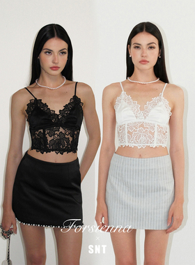 SNT 黑色/白色 重工桑蚕丝 定制蕾丝绣花拼接 法式胸衣
