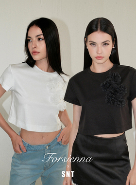 SNT 纯手工立体花朵短款上衣 舒适呼吸感天然材质汉麻天丝棉