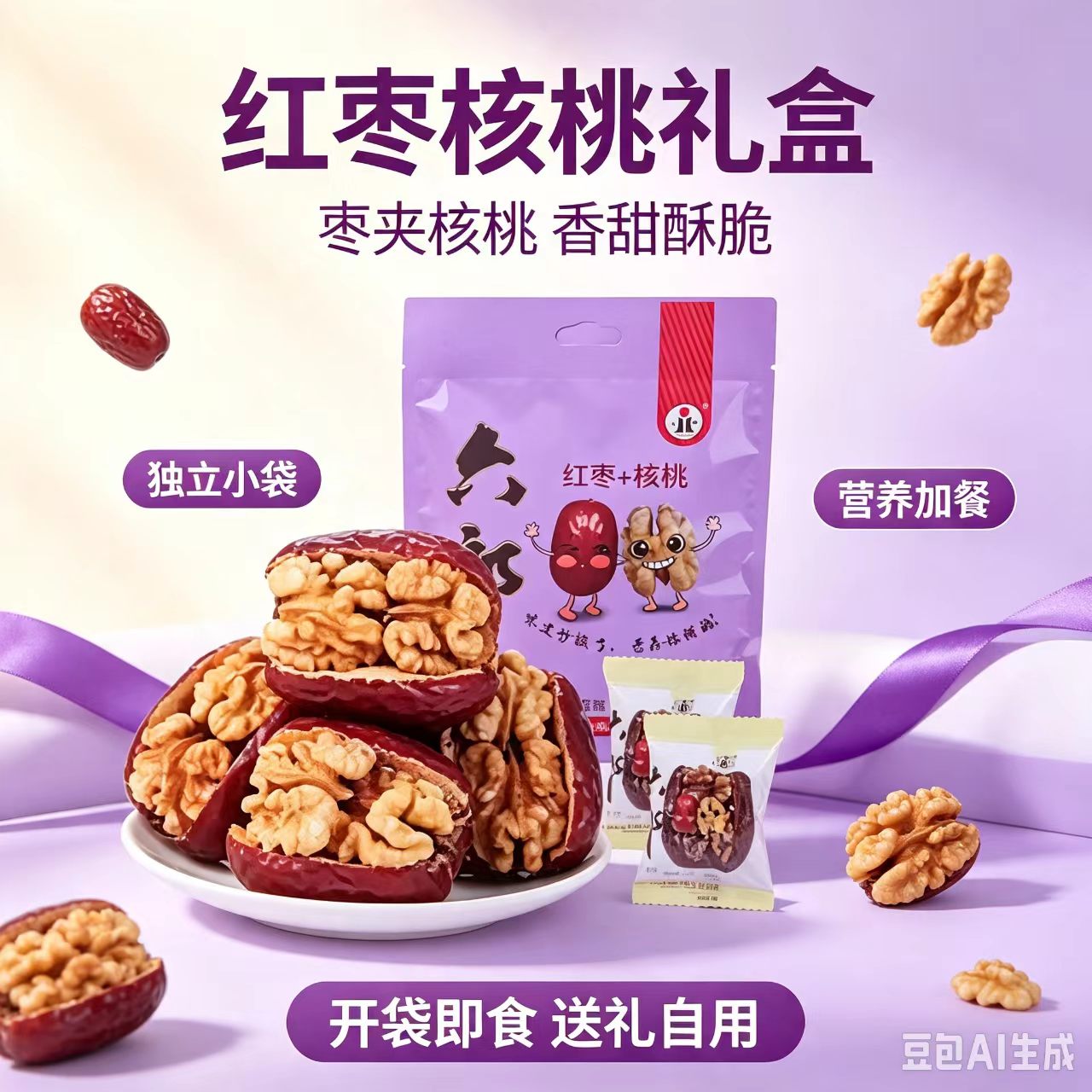 六郎特产新大枣红枣仁派夹心枣夹核桃仁派独立包装即食孕妇