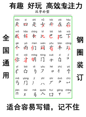全国通用1-6年级书写困难读写障碍训练汉字词语补型学习教具