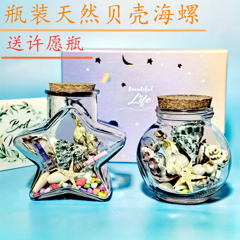 diy海洋世界贝壳海螺海星送瓶子