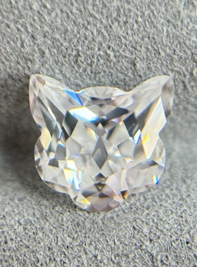招财猫幸运石7*7MM白色透明尖底高碳钻 精细切割美甲耳钉配钻裸钻