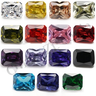 合成立方氧化锆车花切工裸石镶嵌配石 长方倒角合成锆石多色组合