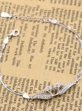 圆形925银戴妃款手链空托围锆代裸石镶嵌18k金多规格首饰手链空托