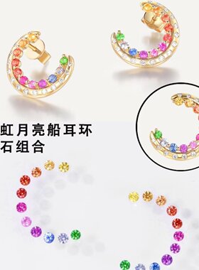 圆形实验室培育彩虹渐变配石裸石 耐高温 首饰手链戒指蜡镶配石