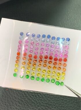 圆形实验室培育彩虹渐变配石裸石 耐高温 首饰手链戒指蜡镶配石