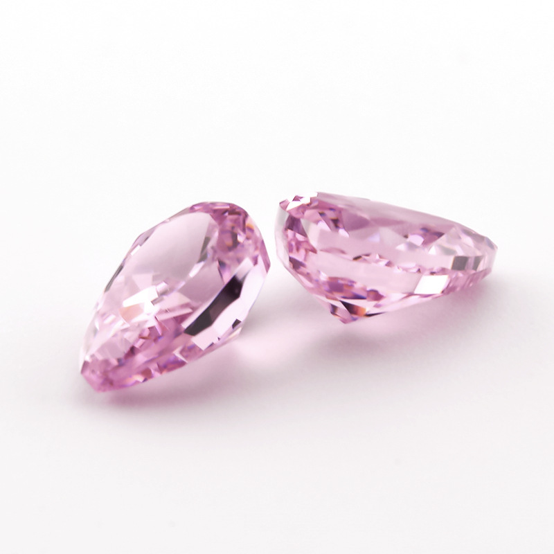 梨形玫红色冰花切锆石裸石 水滴形人造宝石高碳钻戒面饰品镶嵌diy