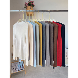 打底衫 奚店村120S扬子纱OTW岛津18针无缝针织羊毛衫 女半高领薄款