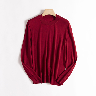 奚店村基础打底！扬子纱岛精18针48支男士全羊毛圆领多色针织衫