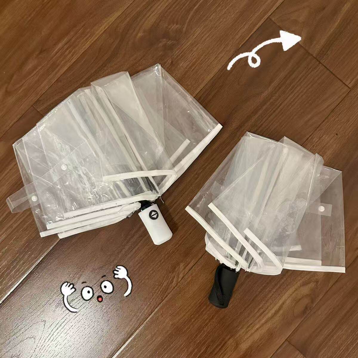 韩国透明雨伞女折叠全自动开收三伞