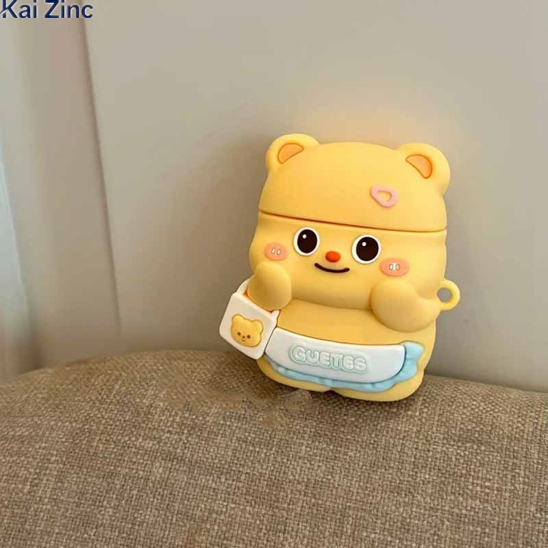 可爱手提袋黄油小熊airpods保护套适用苹果airpodspro2保护套壳无线蓝牙华强北5代耳机套硅胶软壳新款3代网红