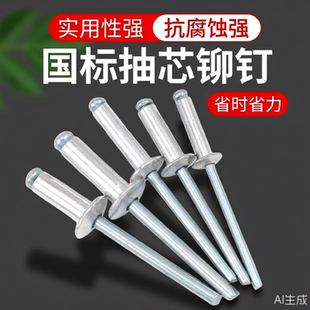 包邮 潢钉开口圆头铆丁铝合金拉钉拉柳钉2M3M4M5M6M 铝制抽芯铆钉装
