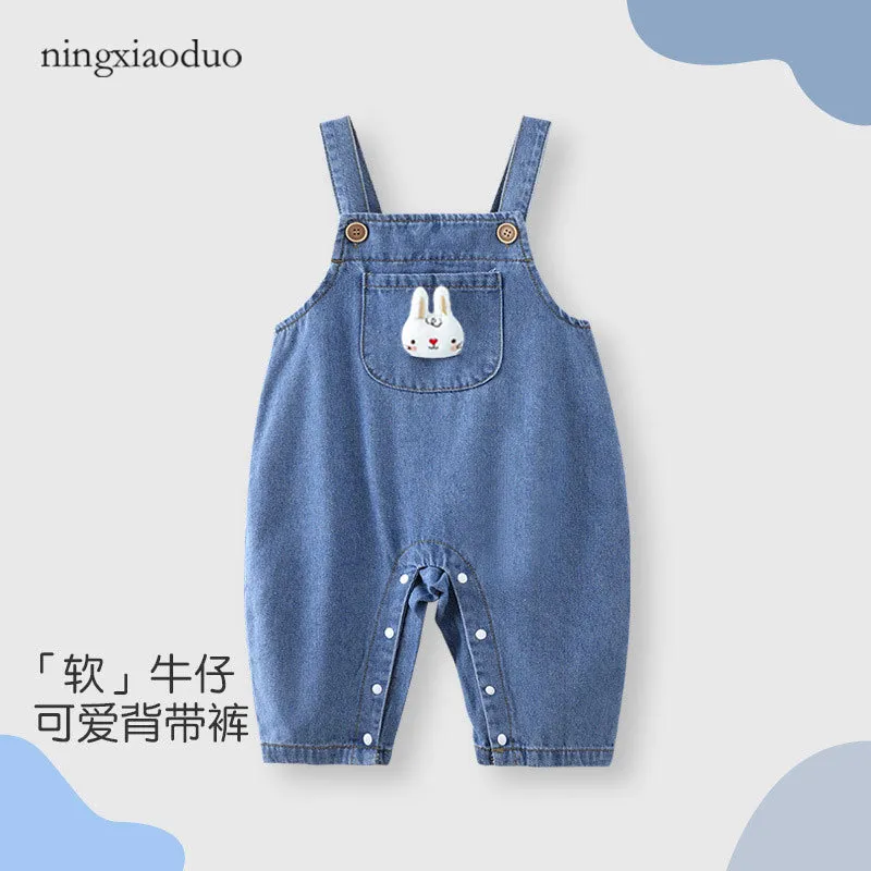 宝宝牛仔背带裤春秋款男女宝宝连睡衣/家居服套装