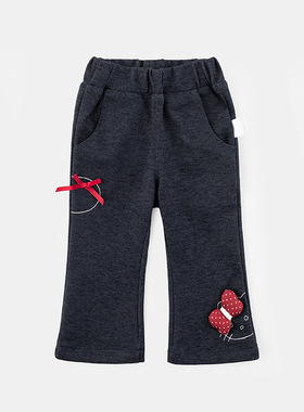 女童韩版春秋牛仔裤2026新款婴幼儿喇叭裤宝宝印花休闲裤子5706