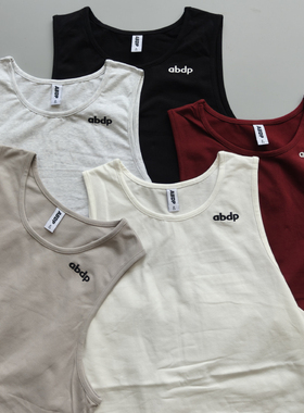 ABDP夏季美式棉涤弹力篮球运动背心刺绣窄肩宽 松街头健身上衣