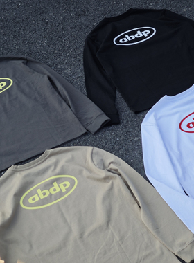 ABDP秋季美式圆领长袖打底宽松255g棉质休闲T恤百搭潮流套头印花