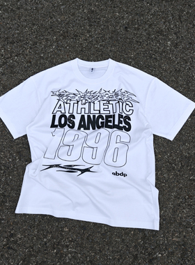 ABDP男士夏季美式棉质宽松运动休闲圆领印花潮流短袖情侣纯棉T恤