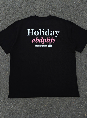 ABDP新款男士重磅双纱290克纯棉宽松运动休闲美式圆领短袖印花T恤