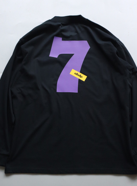 ABDP秋季男士纯棉长袖T恤宽螺纹美式休闲潮流宽松印花情侣上衣