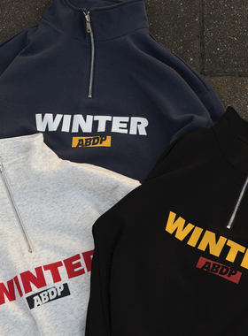 ABDP男士秋季运动休闲半拉链立领卫衣长袖套头衫外套街头宽松潮流