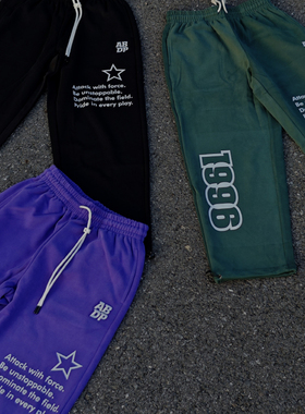 ABDP美式宽松运动直筒休闲裤卫裤收口宽松篮球男女训练百搭9分裤