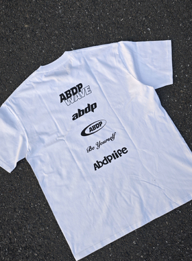 ABDP夏季美式230克棉质薄款圆领运动休闲街头宽松印花短袖T恤男女